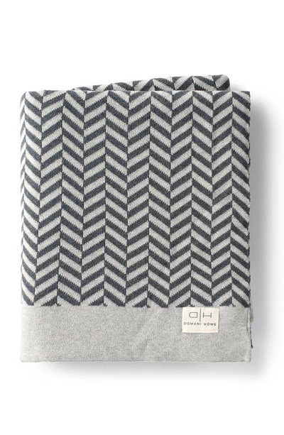 Domani Home Zima Herringbone Knit Throw Blanket In Gray