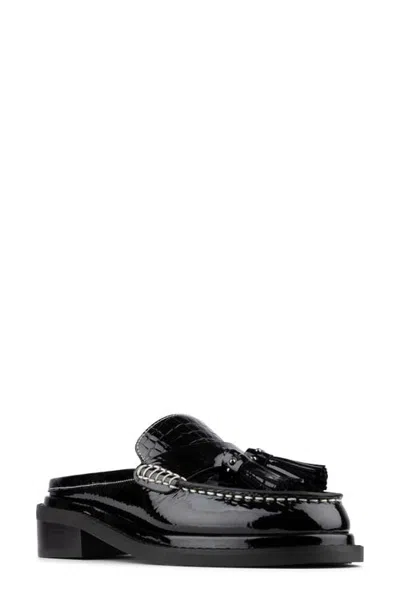 Donald Pliner Bambie Leather Tassel Loafer Mule In Black
