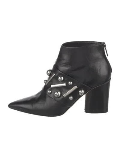 Pre-owned Donald Pliner Leather Studded Accents Boots In Black