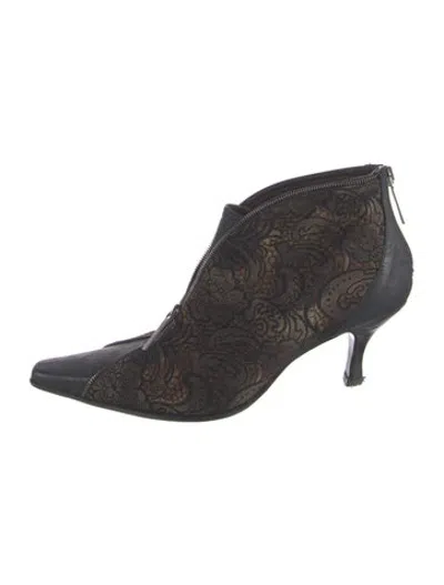 Pre-owned Donald Pliner Printed Lace-up Boots In Black