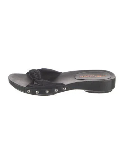 Pre-owned Donald Pliner Satin Slides In Black