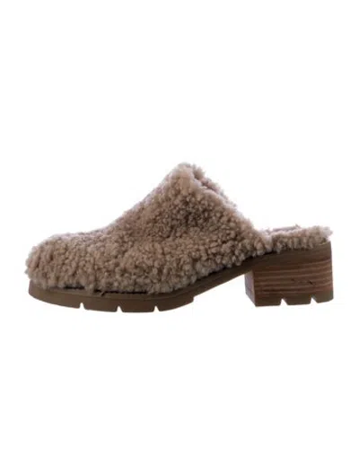 Pre-owned Donald Pliner Shearling Mules In Neutrals