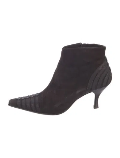 Pre-owned Donald Pliner Suede Leather Trim Embellishment Boots In Brown