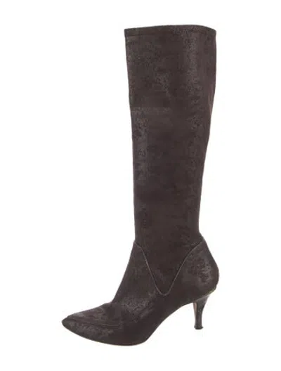 Pre-owned Donald Pliner Suede Patterned Boots In Brown