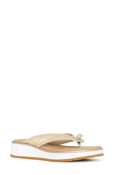 Donald Pliner Thong Wedge Flip Flop In Platino