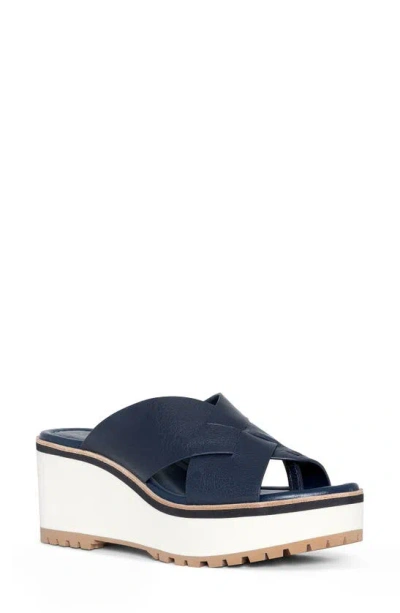 Donald Pliner Wedge Platform Sandal In Navy