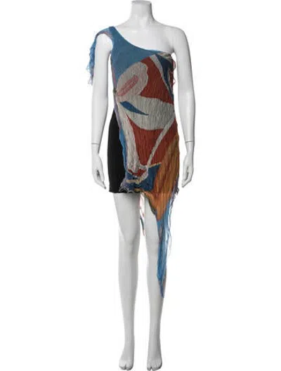 Pre-owned Donde Esteban Silk Graphic Print Top In Multicolor