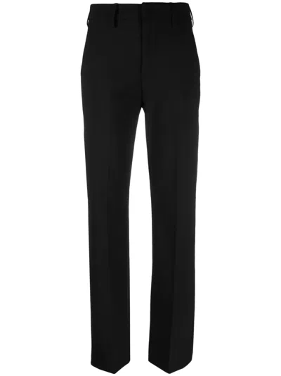 Dondup Logo-plaque Pressed-crease Tailored Trousers In Black