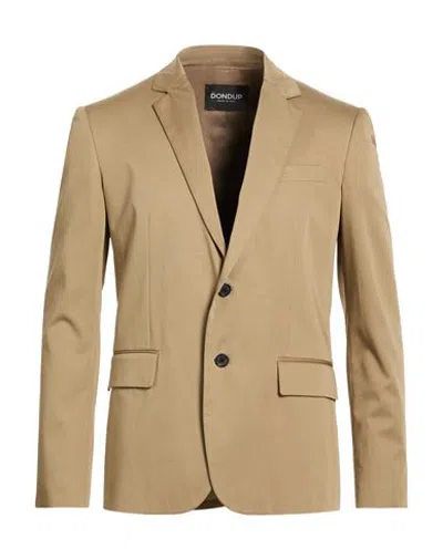 Dondup Man Blazer Camel Size 44 Cotton, Silk, Elastane In Neutral