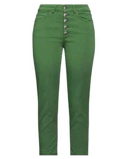 Dondup Woman Denim Pants Green Size 25 Cotton, Elastomultiester, Elastane In Neutral