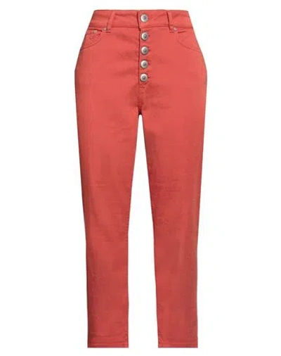 Dondup Woman Denim Pants Rust Size 30 Cotton, Elastomultiester, Elastane In Orange