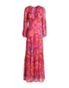 Dondup Woman Maxi Dress Coral Size 6 Viscose In Red