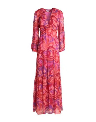 Dondup Woman Maxi Dress Coral Size 6 Viscose In Red