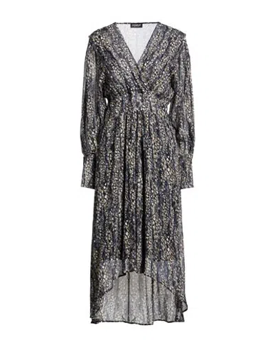 Dondup Woman Maxi Dress Midnight Blue Size 10 Viscose In Gray
