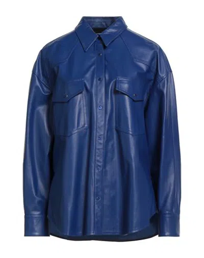 Dondup Woman Shirt Blue Size 8 Lambskin