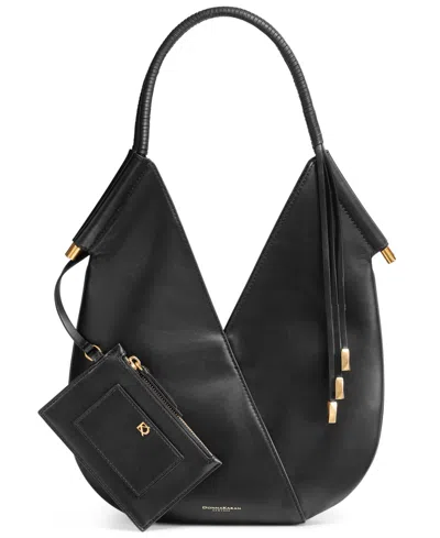 Donna Karan Baldwin Shoulder With Leather Wrapped Rounded Handle In Black
