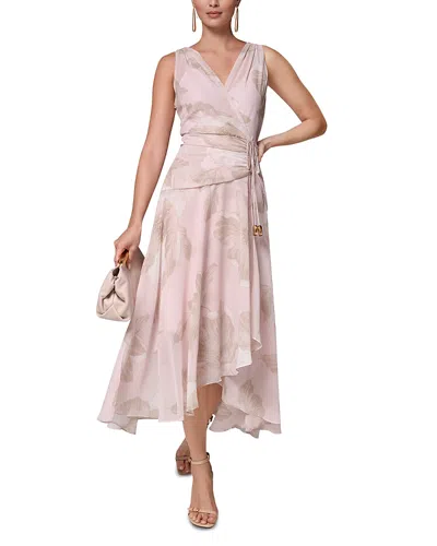 Donna Karan Faux Wrap Chiffon Midi Dress In Multi