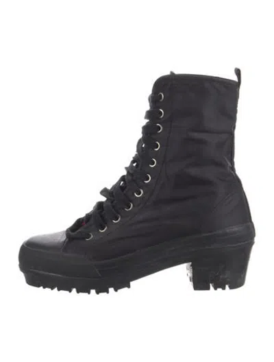 Pre-owned Donna Karan Lace-up Boots In Black