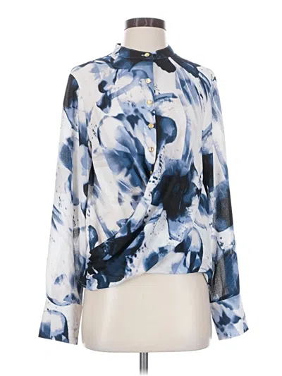 Pre-owned Donna Karan Long Sleeve Blouse In Blue