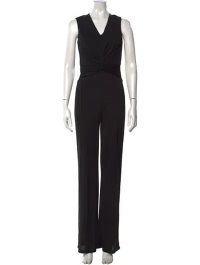 Pre-owned Donna Karan V-neck Jumpsuit In Black/white