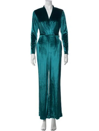 Pre-owned Donna Karan V-neck Jumpsuit In Blue/green