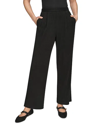 Donna Karan Weekend Brushed Rib Pull On Pants In Black