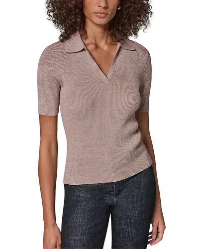 Donna Karan Weekend Dkny Metallic Ribbed Polo Sweater In Gray