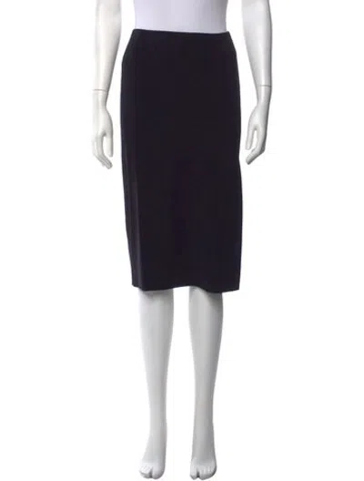 Pre-owned Donna Karan Wool Midi Length Skirt In Black