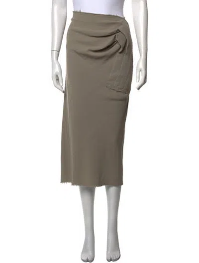 Pre-owned Donna Karan Wool Midi Length Skirt In Green