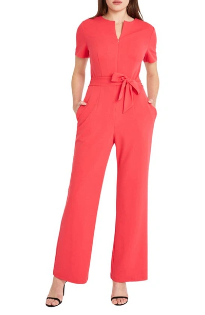 Donna Morgan Flare Leg Jumpsuit In Red Alert