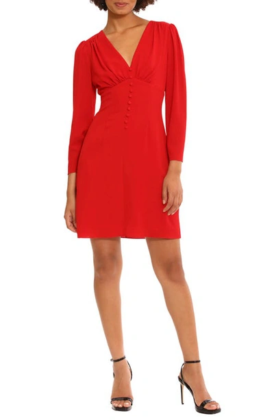 Donna Morgan For Maggy Long Sleeve A-line Dress In Equestrian Red