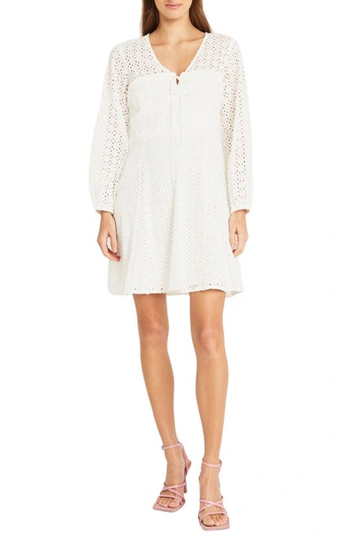Donna Morgan For Maggy Long Sleeve Cotton Eyelet Minidress In Ivory