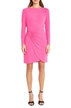 Donna Morgan For Maggy O-ring Long Sleeve Dress In Electric Pink