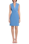 Donna Morgan Tuxedo Sleeveless Sheath Dress In Blue Bonnet