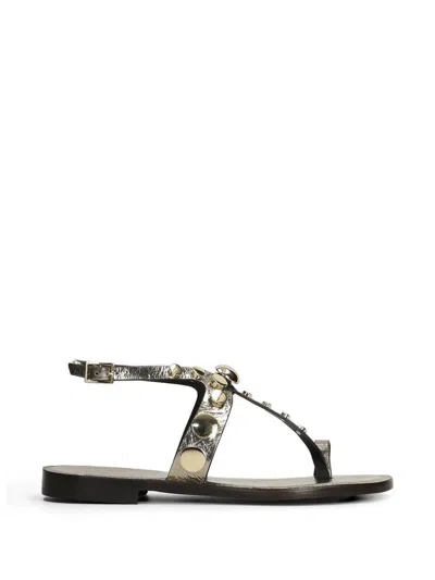 Donnari Stud-embellished Metallic-effect Sandals In Black