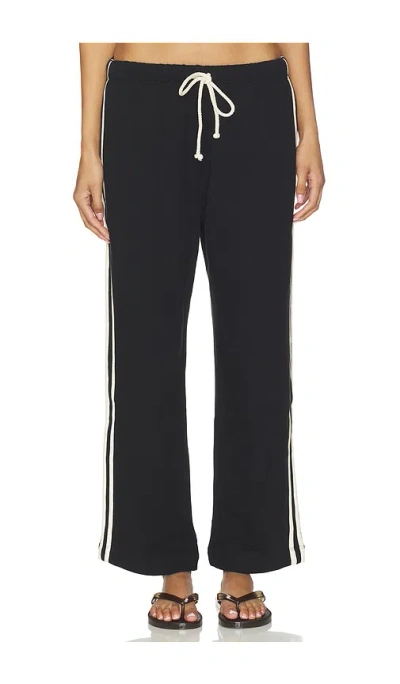 Donni The Eco-terry Stripe Crop Pant In Jet