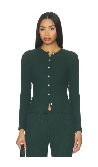 Donni The Sweater Rib Cardigan In Green