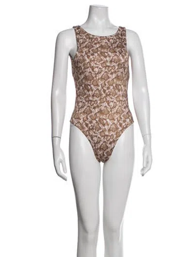 Pre-owned Dos Gardenias Animal Print Cutout Accent One-piece W/ Tags In Multicolor