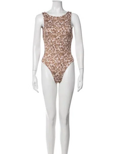 Pre-owned Dos Gardenias Animal Print One-piece W/ Tags In Neutrals