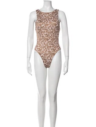 Pre-owned Dos Gardenias Animal Print One-piece W/ Tags In Neutrals