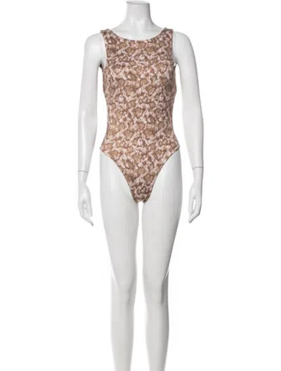 Pre-owned Dos Gardenias Animal Print One-piece W/ Tags In Neutrals