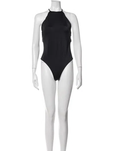 Pre-owned Dos Gardenias Whipstitch Trim One-piece W/ Tags In Black