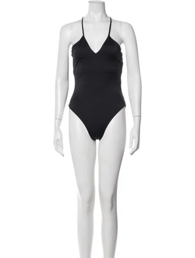 Pre-owned Dos Gardenias Whipstitch Trim One-piece W/ Tags In Black