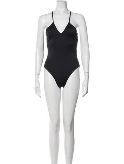 Pre-owned Dos Gardenias Whipstitch Trim One-piece W/ Tags In Black