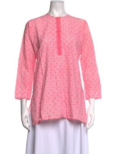 Pre-owned Dosa Floral Print Three-quarter Sleeve Tunic In Multicolor