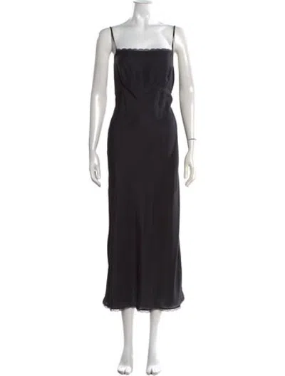 Pre-owned Dosa Silk Long Dress In Black