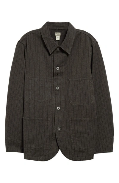 Double Rl Tanner Stripe Jaspé Twill Shirt Jacket In Black/ White