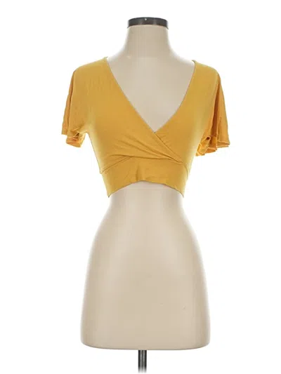Pre-owned Double Zero Short Sleeve Top Yellow Sweetheart Neckline Tops