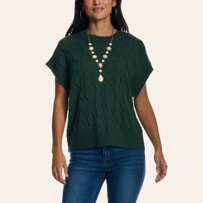 Double Zero Women's Dark Green Cable Knit Sweater Vest