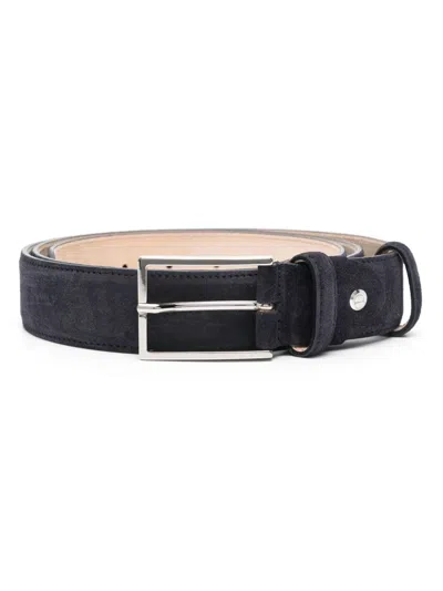 Doucal's Suede Buckle Belt In Blue